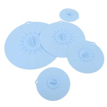 Imagem de RiToEasysports Conjunto de Tampa de Silicone Conjunto de Calor -resistente a Microondas Splinter -Splinter Tampa da da para Capa Panelas 5pcs, Fácil de Limpar, Adequado para a Maioria Dos (Azul)