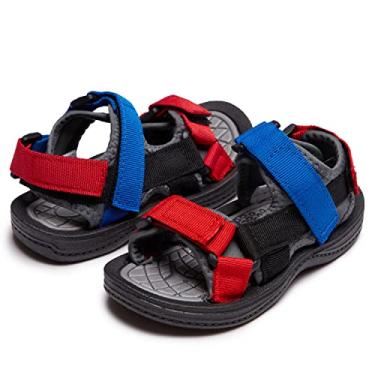 Imagem de Skysole Sandálias All Terrain Com Tira Dupla Para Meninos - Sandália Anfíbia Caminhada/Esportes Aquáticos Sola De Borracha, Cinza-Vermelho/Criança 7 A 8 Anos