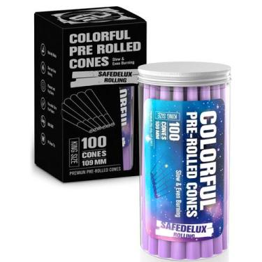 Imagem de Pacote com 100 cones SafeDelux Colorful King Size com tubo de vidro