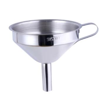 Imagem de Ｂｅｓｇａ Funil de óleo de cozinha Utensílios de cozinha aço inoxidável Resistente Fácil de limpar com filtro removível para encher recipientes Restaurante, Prata