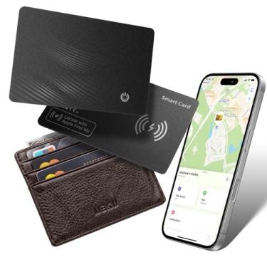 Imagem de AirTag Card Wallet Tracker Conjunto de 2 - Apple Find My (apenas iOS) - Localizador inteligente ultrafino de 1,8 mm 2025, localizador IP67 para carteiras masculinas e bagagem, preto