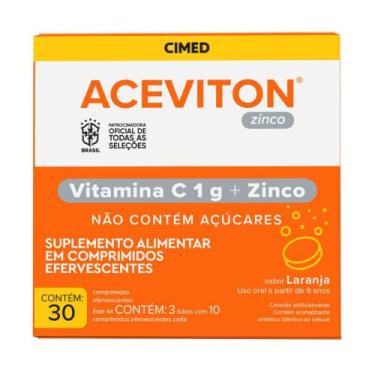 Imagem de Aceviton Vitamina C Efervescente + Zinco Laranja 30 Comprimidos - CIME