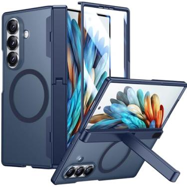 Imagem de Temdan Capa magnética para Samsung Galaxy Z Fold 7, [compatível com MagSafe] [Protetor de tela HD integrado e suporte invisível] [Proteção de dobradiça] Capa de celular fosca translúcida à prova de