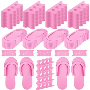 Imagem de Silicherry 330 pares de chinelos de pedicure descartáveis e kit de separadores de dedos inclui 80 chinelos descartáveis de pedicure de espuma 250 pares de separadores de dedos para mulheres, festas de