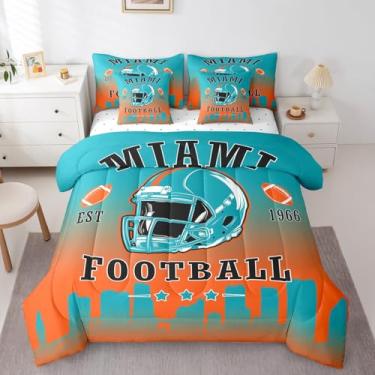 Imagem de Erosebridal Jogo de cama solteiro esportivo de rugby de futebol americano, 7 peças, para crianças, meninos, meninas e adolescentes, temática esportiva de futebol americano, conjunto de cama exclusivo