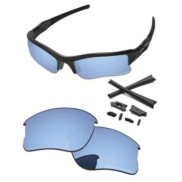 Imagem de PapaViva Lentes de reposição e kits de borracha para óculos de sol Oakley Flak Jacket XLJ OO9009 63 mm, Safira azul, Flak Jacket XLJ