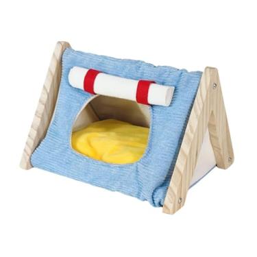 Imagem de Bothyi Cama para Porquinho-da-índia, Plataforma de Atividades para Esconder Hamster, Casa Quente para Esconder Porquinho-da-índia para Brincar, Ratos Dormind, azul