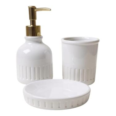 Imagem de Kit Banheiro Lavabo Cerâmica Organização 3 Peças Nirvana