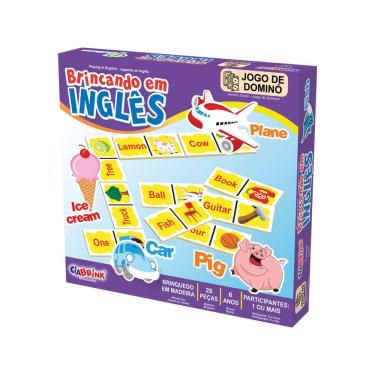 Imagem de Jogo de Dominó Brincando em Inglês Caixa Cartonada