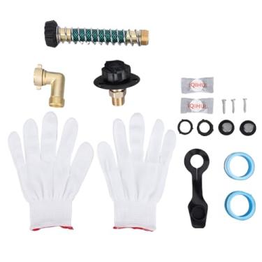 Imagem de Fabater Kit de Entrada de Preenchimento de água de Cidade de RV, 3/4 NH Fêmea de 1/2 NPT Conector Masculino, Flange de Entrada de água Doce de Metal Com Válvula de Retenção