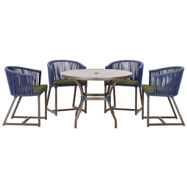 Imagem de Mesa Com 4 Cadeiras E Noronha Estofado 13 Trama autêntico Azul