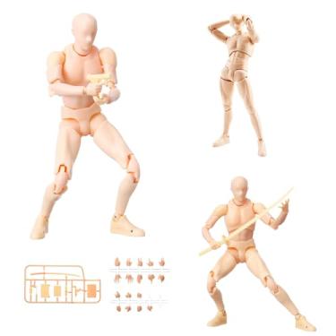Imagem de Haniforever Artistas manequim arte manequim figuras suprimentos ferramentas de desenho, pequeno modelo de figura de desenho para esboçar, pintura, conjunto de figuras de ação (carne, masculino)