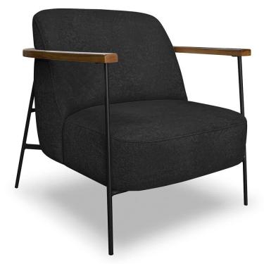 Imagem de Poltrona Para Sala Pés Metálicos Ellen S06 Boucle Preto - Mpozenato