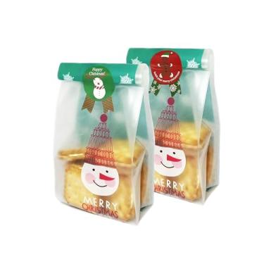 Imagem de Prudance 50 sacos plásticos de Natal com adesivos de Natal, sacos de presente de celofane para presente de biscoitos e doces para lembrancinhas de festa de Natal