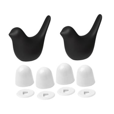 Imagem de Generic 2 peças de tampas de parafuso de vaso sanitário de cerâmica em formato de pássaro, acessórios de decoração para banheiro, Preto