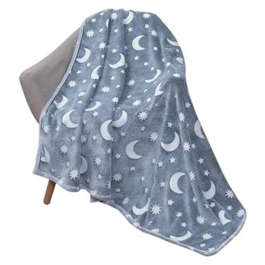 Imagem de Cobertor que brilha no escuro, 150 x 120 cm, cobertor luminoso de dupla face, quente, infantil, macio, felpudo, fofo para sofá, cama, cobertores fofos