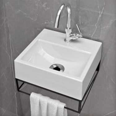 Imagem de Kit Gabinete Banheiro Pequeno Suspenso 32x30 C/Cuba Pia de Apoio Beltempo