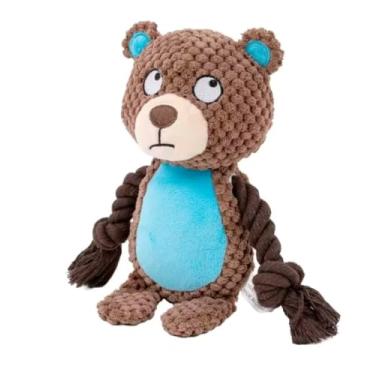 Imagem de Brinquedo para Pets Pelúcia Corda Trançada Personagens Divertidos: Burro Sorridente, Pato Curioso, Rena Dengosa, Raposa Esperta, Urso Desconfiado e Macaco Travesso