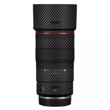 Imagem de Adesivo para câmera 100 2.8 com tampa de lente antiarranhões para Canon RF 100 mm F2.8 Película protetora macro decalque (fibra de carbono preta)