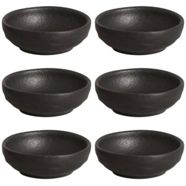 Imagem de Kit 6 Ramequins 9x3cm Cerâmica 70ml Orgânico Preto Matte Molheira Port
