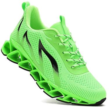 Imagem de Tênis de corrida masculino Blade Tennis Walking Casual Tênis confortável moderno antiderrapante para trabalho esportivo tênis esportivo, Verde fluorescente, 41