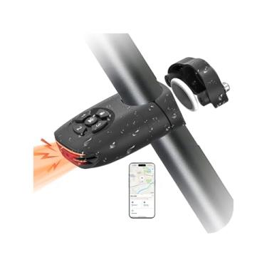 Imagem de NUNET Luz traseira inteligente para bicicleta com mini rastreador GPS e alarme antirroubo, Google Find My Device, 4 modos de iluminação, à prova d'água IP65, recarregável por USB-C para viajantes de