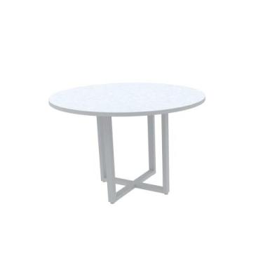 Imagem de Mesa de Reunião Redonda 110 x 110 cm Pé Tubular PE25 em MDP Branca com