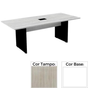 Imagem de Mesa de Reunião com Caixa de Tomada 260 x 120 cm Pé Painel PE25 MDP No