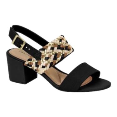Imagem de Sandália Feminina Modare Salto Médio Grosso Conforto 7109.461 (Preto, off white e dourado, BR, Adulto, Numérico, 38)