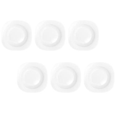 Imagem de Conjunto 6 Pratos Branco 21cm Temperado Fundo Plaza  Almoço - NADIR FI