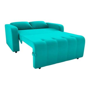Imagem de Sofá Cama Compacto 2 Lugares 1,38 Larg Amora New Matrix Veludo Verde Menta