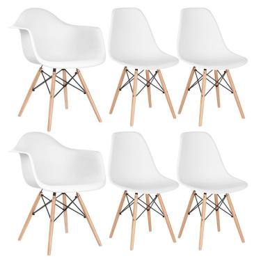 Imagem de Kit 2 Cadeiras Braços + 4 Cadeiras Branco
