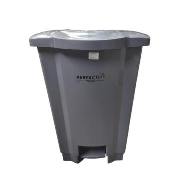 Imagem de Lixeira 100l com tampa e pedal cinza coletor de residuos - PERFECT