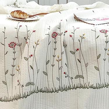 Imagem de Zerodis Colcha de Algodão Sedosa e Drena Com Pontos Delicados e Recheio de Seda para Decoração do Quarto (2 x fronha 48x74cm)