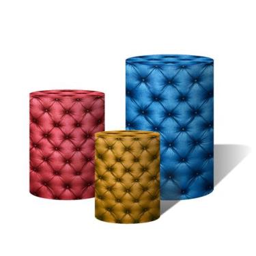 Imagem de Trio de Capas Cilíndricas Versátil Capitonê Azul Amarelo Vermelho C/ E