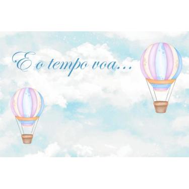 Imagem de Painel de Tecido Sublimado Balões Aquarela e o Tempo Voa... - Fabrika 