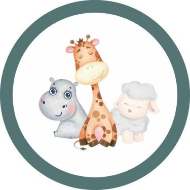 Imagem de Painel de Lona Redondo Animais Cute Sorrindo Aquarela - Fabrika de Fes