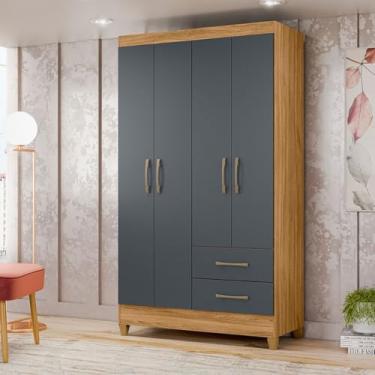Imagem de Guarda Roupa Solteiro 103x182cm Chile Moval Cor:Freijó/Cinza