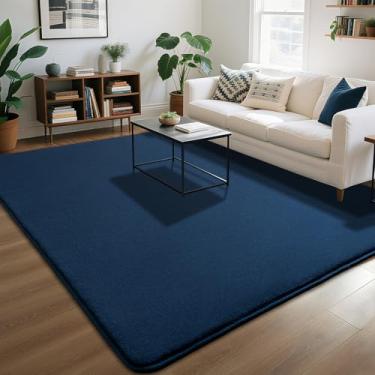 Imagem de Tapete azul marinho para sala de estar 1,5 x 1,8 m para quarto, tapetes macios modernos para quarto de crianças, tapete de pelo baixo para berçário, dormitório, decoração interna, lavável,