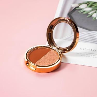 Imagem de Paleta de sombra fosca de cor dupla - sombra metálica brilhante em pó de alto pigmento paleta de maquiagem natural à prova d'água e sombra nude longa duração (#03 Land-Coffee Golden Flash)