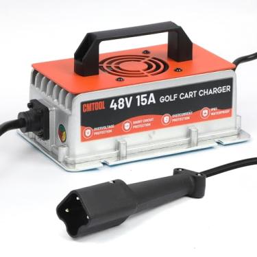 Imagem de CMTOOL Carregador de bateria de carrinho de golfe de 15 Amp 48 volts para Yamaha G29 Drive & Drive 2 carrinhos de golfe com plugue de 3 pinos, carregador IP67 à prova d'água para baterias de