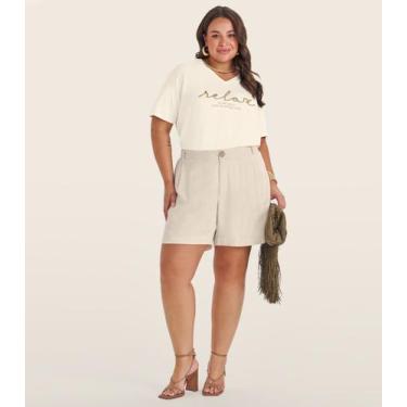 Imagem de Shorts Curto Feminino Plus Size Secret Glam Bege, Plus G4, Bege