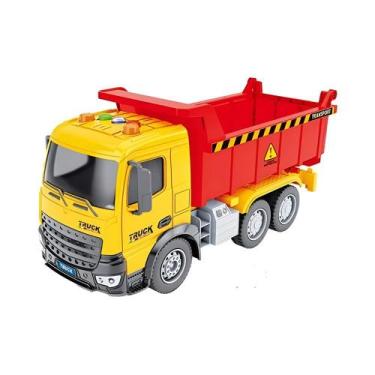 Imagem de Caminhao Basculante 22cm Luz e Som Zippy Toys Amarelo e Vermelho - CF2