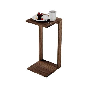 Imagem de Mesinha Lateral de Apoio Nogal Sala Quarto 38x36x65cm