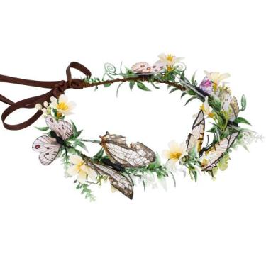 Imagem de Faixa de cabelo MOSTORY Butterfly Flower Crown para mulheres e meninas
