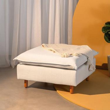 Imagem de Puff Modular Com Pé Madeira Sôma CabeCasa MadeiraMadeira Linho Natural