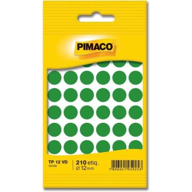 Imagem de Etiqueta Redonda Tp-12 Verde Redonda 12 Mm 210 etiq - Pimaco