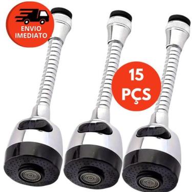 Imagem de Kit Bico Extensor Torneira Duplo Jato 360º Adaptador Flexível Arejador
