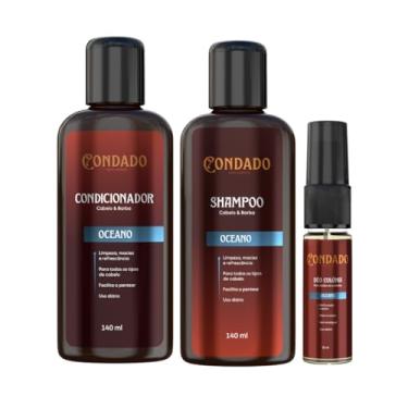 Imagem de Kit Shampoo Condicionador Colônia Masculino Cabelo Barba Refrescante Amadeirado Cheiroso Perfume Condado (Oceano (Refrescante))