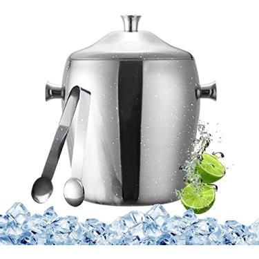 Imagem de Balde de gelo com pinças de gelo de aço inoxidável, balde de vinho champanhe garrafas de cerveja refrigerador, mantenha o resfriamento por 6h, 1,2L/2L Pequeno refrigerador perfeito para bar em casa
